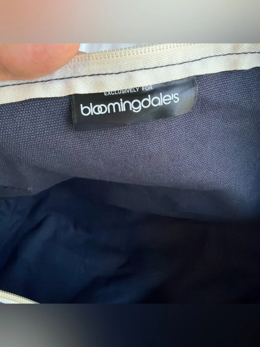 Bloomingdale’s Weekender Duffel Bag - Navy with Cream Straps